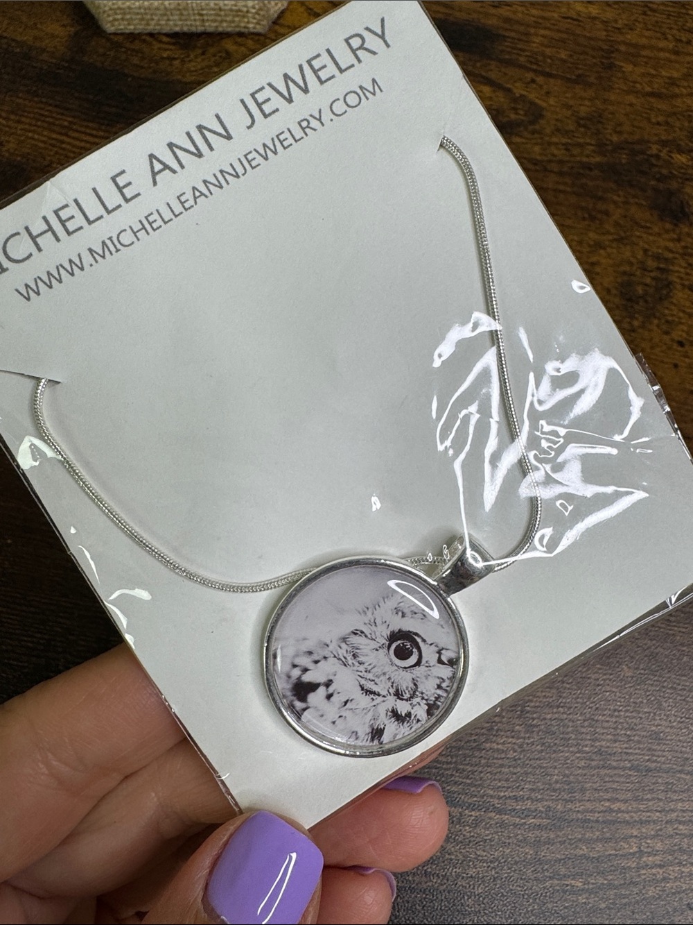 Hand Crafted Silver Owl Pendant Necklace - White & Silver